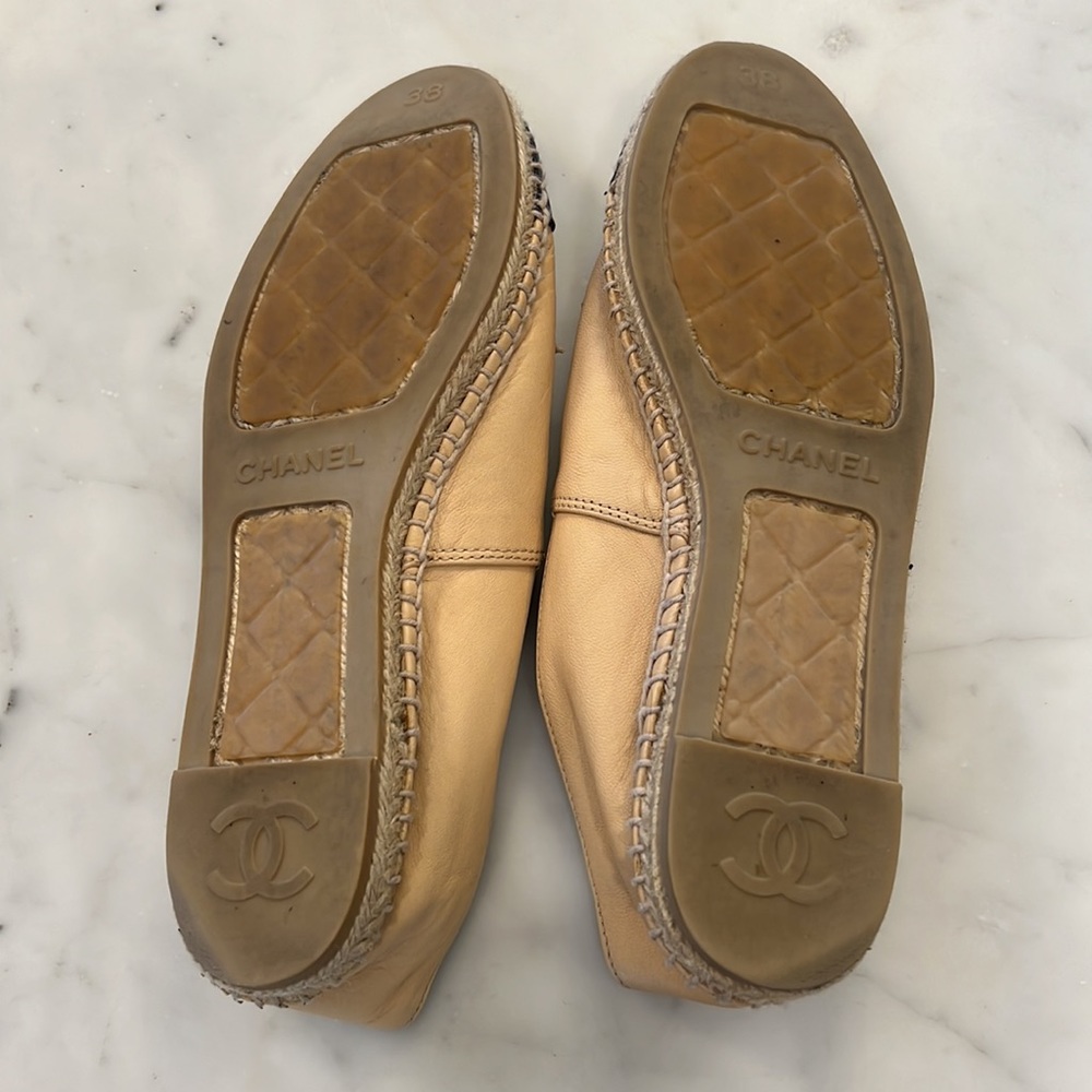 Chanel Espadrille Flats Beige Size 38 - Picture 7 of 9